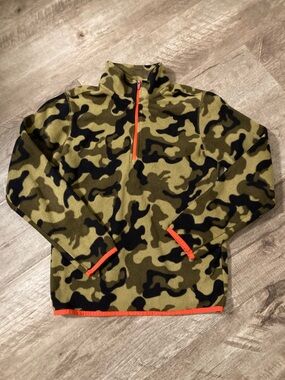 Camo Half-Zip Fleece Pullover with Orange Trim tek gear